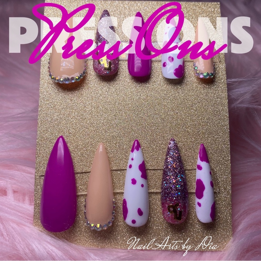 Purple Capricorn ♑️ Press-On Nails with Glitter